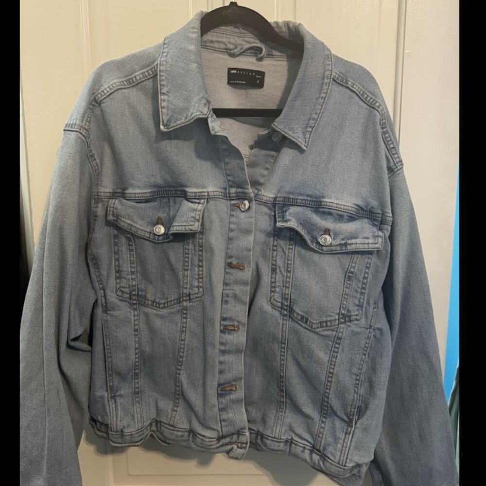 ASOS DESIGN Curve western denim jacket in midwash blue